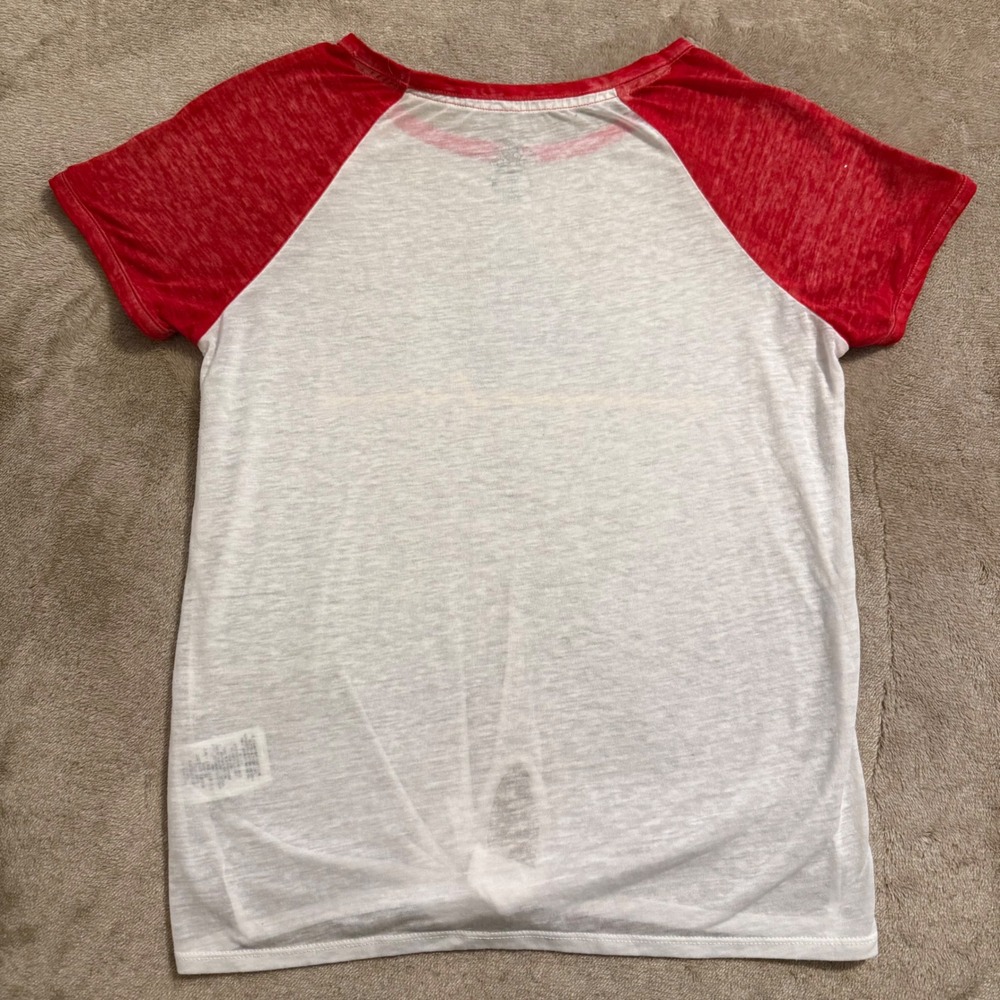 Disney Parks Walt Disney World Raglan Tie Front T-Shirt Red White Small - Picture 2 of 12